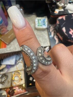 Crystal Pavé Open Band Ring - White Crystal